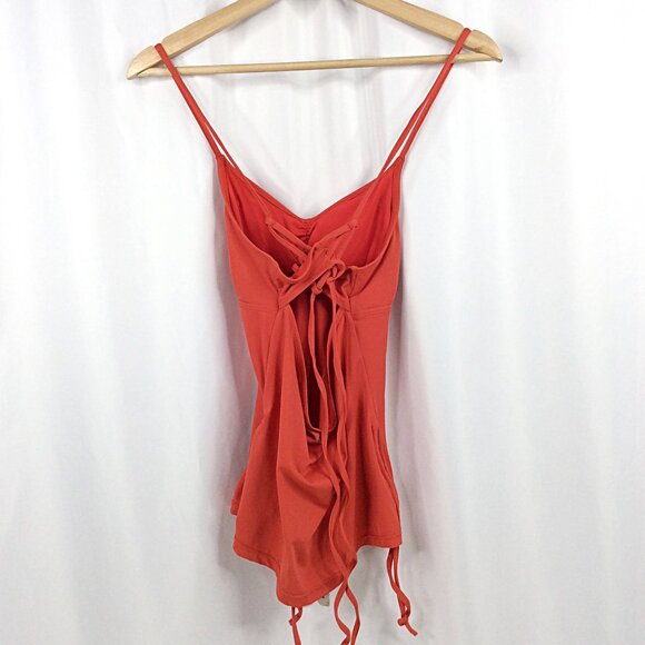 NWT Quint Soul Tankini Top Women Small Strappy Cross Backless Coral Red Swimsuit - Picture 2 of 8